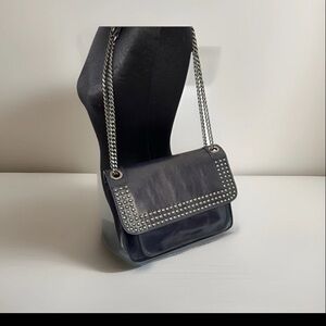 Patricia Nash New Navy Blue Studded Flapped Crossbody Bag Merano Limited Ed.